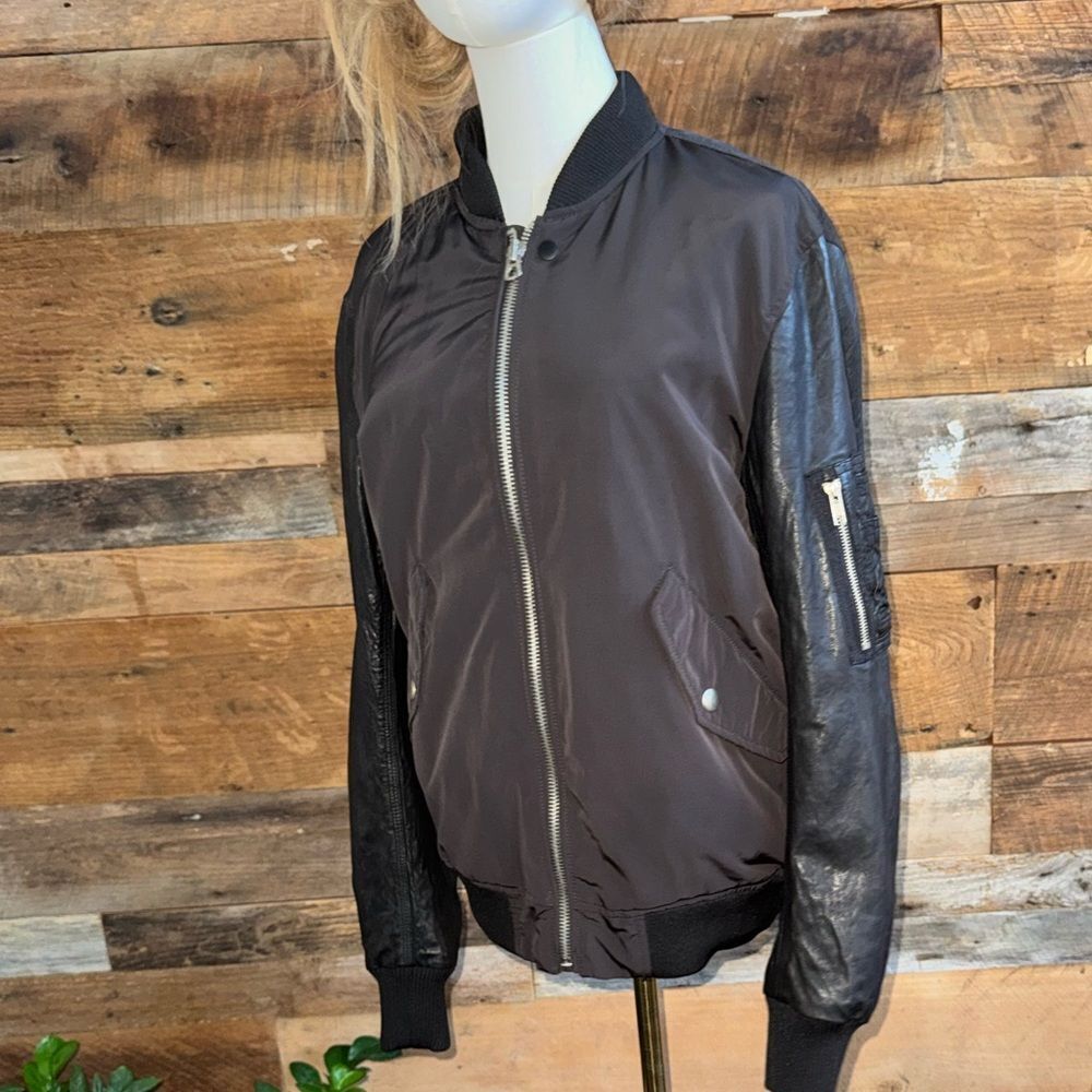 Diesel luxury W-NICK-LE Bomber Jacket Real Sheepskin Leather Sleeves Mens Large